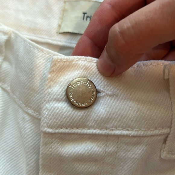Triarchy White Straight leg Raw Hem Jeans Organic cotton Blend Size 28 - Picture 4 of 10